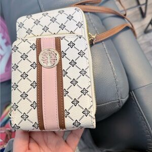 Elegant Beige and Pink Crossbody Bag